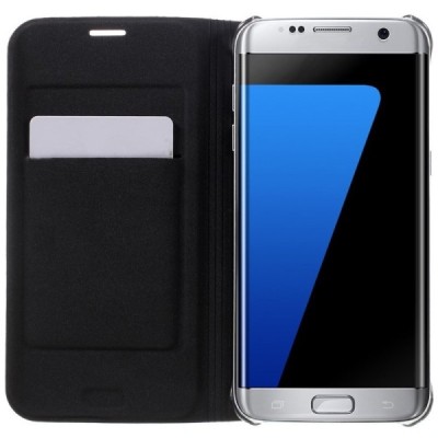 Samsung Galaxy S7 Edge (G935) juodas odinis atverčiamas Smart Wallet dėklas - piniginė / Priedai.lt