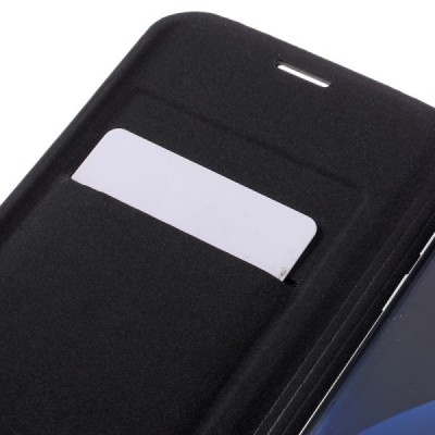 Samsung Galaxy S7 Edge (G935) juodas odinis atverčiamas Smart Wallet dėklas - piniginė / Priedai.lt