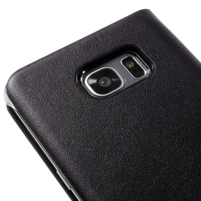 Samsung Galaxy S7 Edge (G935) juodas odinis atverčiamas Smart Wallet dėklas - piniginė / Priedai.lt