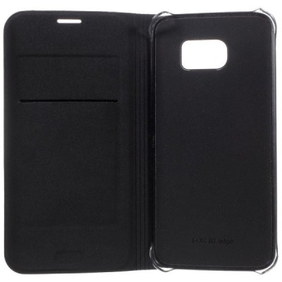 Samsung Galaxy S7 Edge (G935) juodas odinis atverčiamas Smart Wallet dėklas - piniginė / Priedai.lt