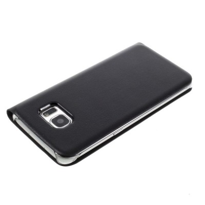 Samsung Galaxy S7 Edge (G935) juodas odinis atverčiamas Smart Wallet dėklas - piniginė / Priedai.lt