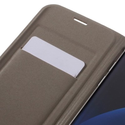 Samsung Galaxy S7 Edge (G935) auksinis odinis atverčiamas Smart Wallet dėklas - piniginė / Priedai.lt