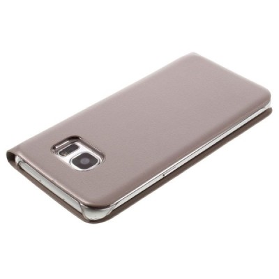 Samsung Galaxy S7 Edge (G935) auksinis odinis atverčiamas Smart Wallet dėklas - piniginė / Priedai.lt