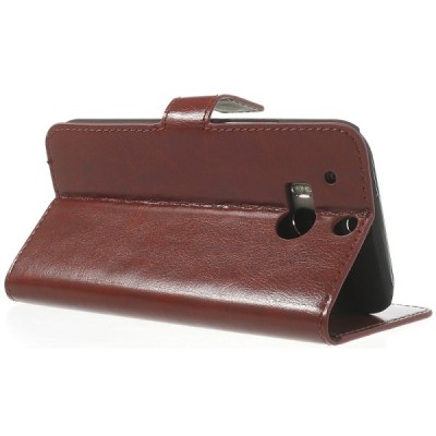 HTC One M8 atvēramais brūns ādas futrālis - maciņš / Vacins.lv