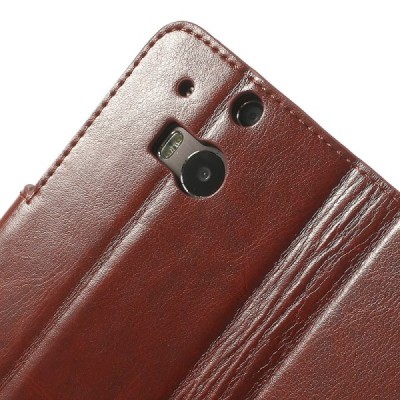 HTC One M8 atvēramais brūns ādas futrālis - maciņš / Vacins.lv