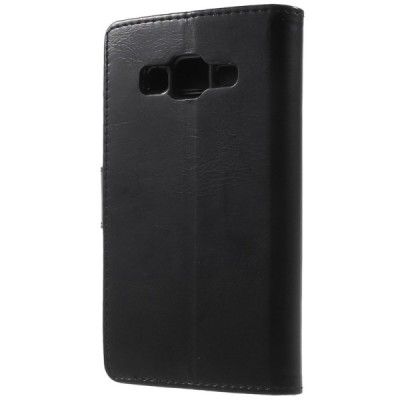 Mercury Blue Moon Samsung Galaxy Core Prime (G360) atvērams melns ādas maciņš / Vacins.lv