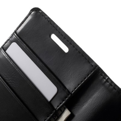 Mercury Blue Moon Samsung Galaxy Core Prime (G360) atvērams melns ādas maciņš / Vacins.lv