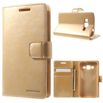 Mercury Blue Moon Samsung Galaxy Core Prime (G360) atvērams zelta ādas maciņš / Vacins.lv