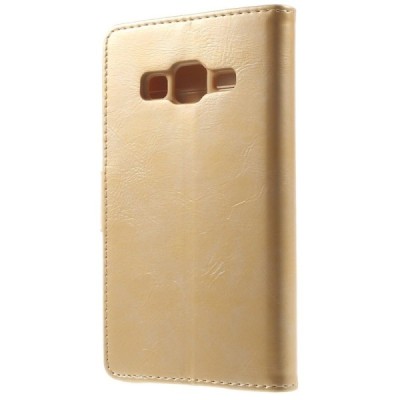 Mercury Blue Moon Samsung Galaxy Core Prime (G360) atvērams zelta ādas maciņš / Vacins.lv