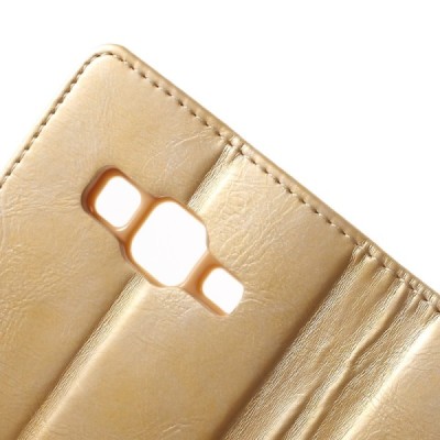 Mercury Blue Moon Samsung Galaxy Core Prime (G360) atvērams zelta ādas maciņš / Vacins.lv