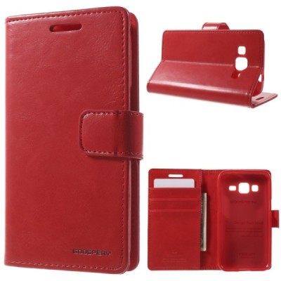 Mercury Blue Moon atverčiamas Samsung Galaxy Core Prime (G360) raudonas odinis dėklas - piniginė / Priedai.lt