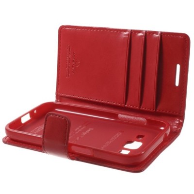 Mercury Blue Moon Samsung Galaxy Core Prime (G360) atvērams sarkans ādas maciņš / Vacins.lv