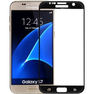 Samsung Galaxy S7 (G930) „Amorus“ 9H Tempered Glass sustiprintos apsaugos juodas pilnai dengiantis apsauginis ekrano stiklas 0,2