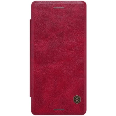 Greznais „Nillkin“ Qin sērijas ādas atvērams sarkans Sony Xperia X (F5121, F5122) maciņš (maks) / Vacins.lv