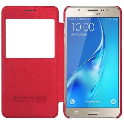 Greznais „Nillkin“ Qin sērijas ādas atvērams sarkans Samsung Galaxy J5 2016 (J510) maciņš / Vacins.lv