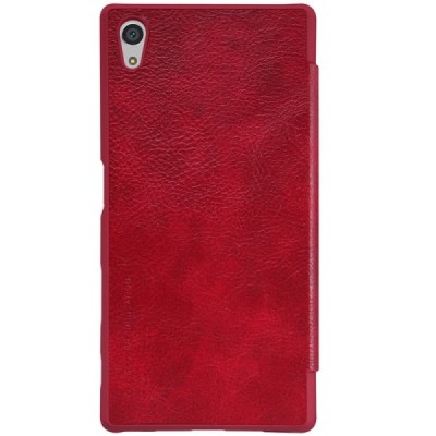 Greznais „Nillkin“ Qin sērijas ādas atvērams sarkans Sony Xperia Z5 Compact maciņš (maks) / Vacins.lv