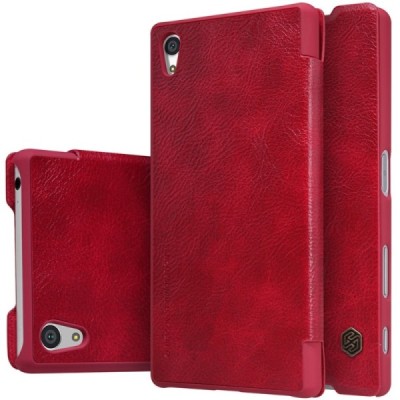 Greznais „Nillkin“ Qin sērijas ādas atvērams sarkans Sony Xperia Z5 Compact maciņš (maks) / Vacins.lv