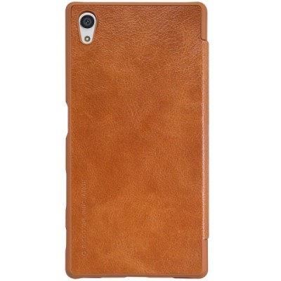 Greznais „Nillkin“ Qin sērijas ādas atvērams brūns Sony Xperia Z5 Compact maciņš (maks) / Vacins.lv