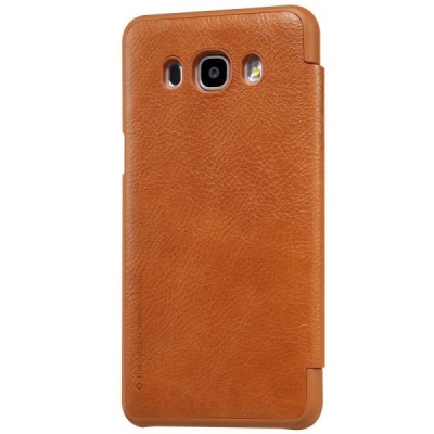 Prabangus „Nillkin“ Qin serijos rudas odinis atverčiamas Samsung Galaxy J7 2016 (J710) dėklas / Priedai.lt