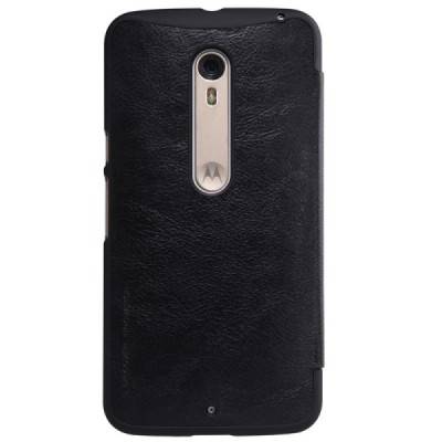 Greznais „Nillkin“ Qin sērijas ādas atvērams melns Motorola Moto X Style maciņš (maks) / Vacins.lv