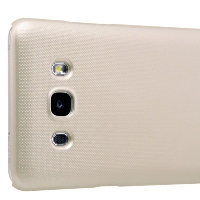 Samsung Galaxy J5 2016 (J510) Nillkin Frosted Shield auksinis plastikinis dėklas + apsauginė ekrano plėvelė / Priedai.lt