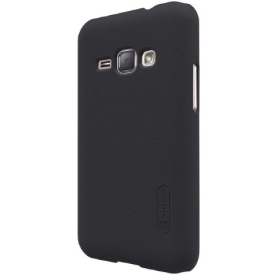 Samsung Galaxy J1 2016 (J120) Nillkin Frosted Shield melns plastmasas apvalks + ekrāna aizsargplēve / Vacins.lv