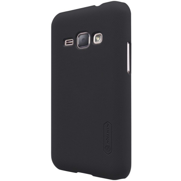 „Nillkin“ Frosted Shield apvalks - melns + ekrāna aizsargplēve (Galaxy J1 2016)