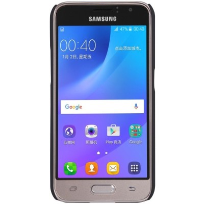 Samsung Galaxy J1 2016 (J120) Nillkin Frosted Shield melns plastmasas apvalks + ekrāna aizsargplēve / Vacins.lv