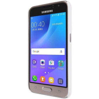 Samsung Galaxy J1 2016 (J120) Nillkin Frosted Shield balts plastmasas apvalks + ekrāna aizsargplēve / Vacins.lv