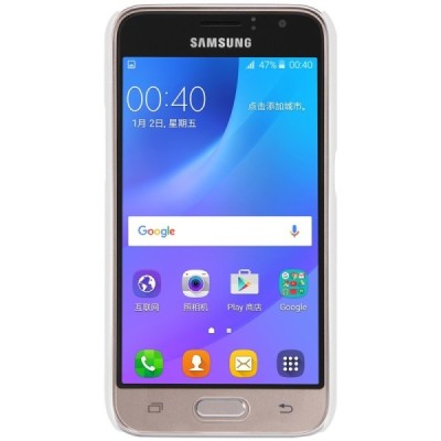 Samsung Galaxy J1 2016 (J120) Nillkin Frosted Shield balts plastmasas apvalks + ekrāna aizsargplēve / Vacins.lv