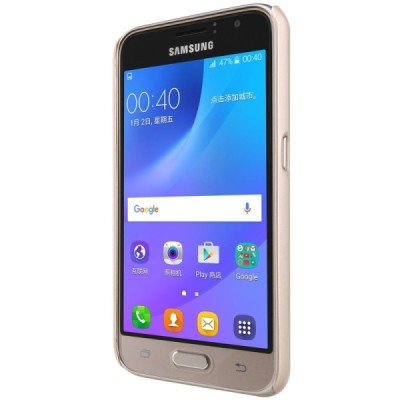 Samsung Galaxy J1 2016 (J120) Nillkin Frosted Shield zelta plastmasas apvalks + ekrāna aizsargplēve / Vacins.lv