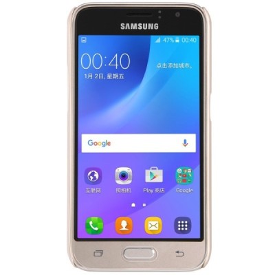 Samsung Galaxy J1 2016 (J120) Nillkin Frosted Shield zelta plastmasas apvalks + ekrāna aizsargplēve / Vacins.lv
