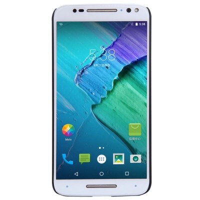 Motorola Moto X Style Nillkin Frosted Shield juodas plastikinis dėklas + apsauginė ekrano plėvelė / Priedai.lt