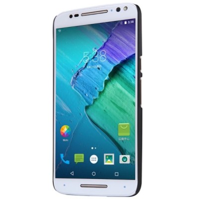 Motorola Moto X Style Nillkin Frosted Shield juodas plastikinis dėklas + apsauginė ekrano plėvelė / Priedai.lt