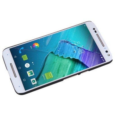 Motorola Moto X Style Nillkin Frosted Shield juodas plastikinis dėklas + apsauginė ekrano plėvelė / Priedai.lt