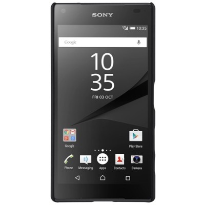 Nillkin Frosted Shield Sony Xperia Z5 Compact juodas plastikinis dėklas + apsauginė ekrano plėvelė / Priedai.lt