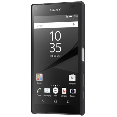 Nillkin Frosted Shield Sony Xperia Z5 Compact juodas plastikinis dėklas + apsauginė ekrano plėvelė / Priedai.lt