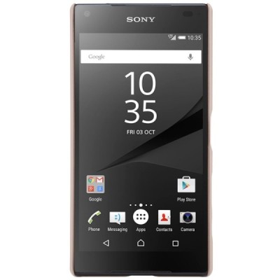 Sony Xperia Z5 Compact Nillkin Frosted Shield zelta plastmasas futrālis + ekrāna aizsargplēve / Vacins.lv