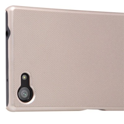 Sony Xperia Z5 Compact Nillkin Frosted Shield zelta plastmasas futrālis + ekrāna aizsargplēve / Vacins.lv