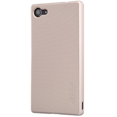 Sony Xperia Z5 Compact Nillkin Frosted Shield zelta plastmasas futrālis + ekrāna aizsargplēve / Vacins.lv