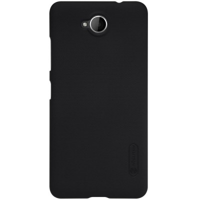 Microsoft Lumia 650 Nillkin Frosted Shield melns plastmasas apvalks + ekrāna aizsargplēve / Vacins.lv