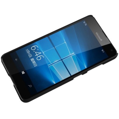 Microsoft Lumia 650 Nillkin Frosted Shield melns plastmasas apvalks + ekrāna aizsargplēve / Vacins.lv
