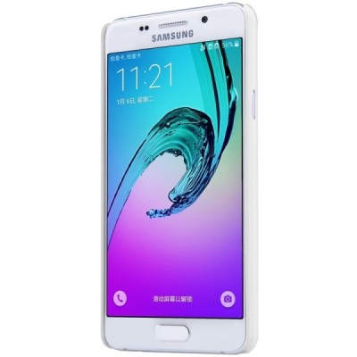 Samsung Galaxy A3 2016 (A310) Nillkin Frosted Shield baltas plastikinis dėklas + apsauginė ekrano plėvelė / Priedai.lt