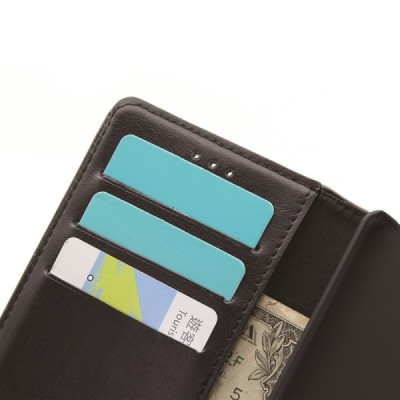 Sony Xperia X (F5121, F5122) atverčiamas juodas odinis retro dėklas - piniginė / Priedai.lt