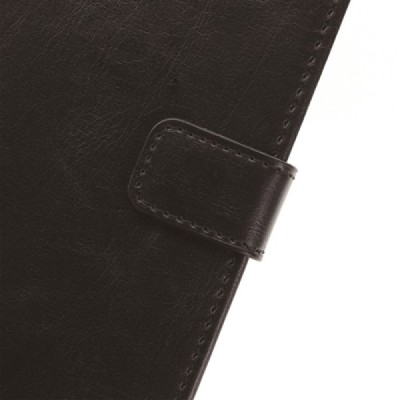 Sony Xperia X (F5121, F5122) atverčiamas juodas odinis retro dėklas - piniginė / Priedai.lt