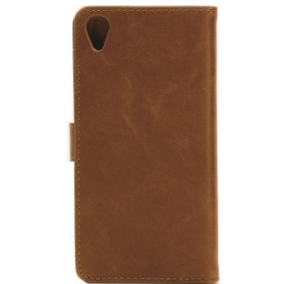 Sony Xperia X (F5121, F5122) atvēramais ādas gaiši brūns retro maciņš (maks) / Vacins.lv