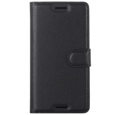 Sony Xperia X (F5121, F5122) atvēramais ādas melns maciņš (maks) / Vacins.lv