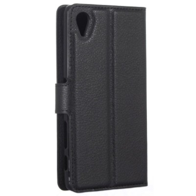 Sony Xperia X (F5121, F5122) atvēramais ādas melns maciņš (maks) / Vacins.lv