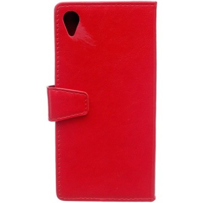 Sony Xperia X (F5121, F5122) atverčiamas raudonas odinis dėklas - piniginė / Priedai.lt