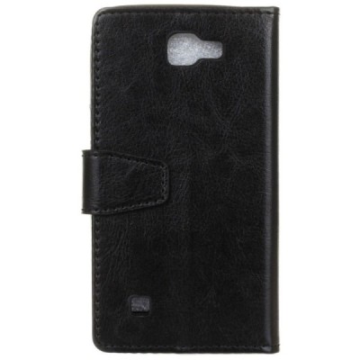 LG K4 (K120E) atvēramais ādas melns maciņš (maks) / Vacins.lv